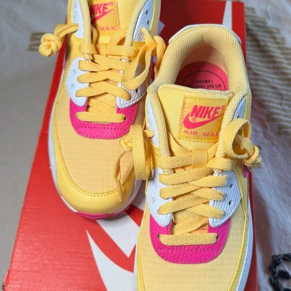 Nike Air Max Sneakers in Yellow, Pink & White - Picture 2 of 5